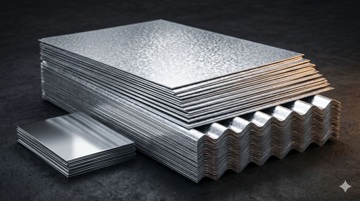 Stacked GP, GC and tin-plate steel sheets
